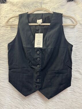 a new day Black Button-Front Vest